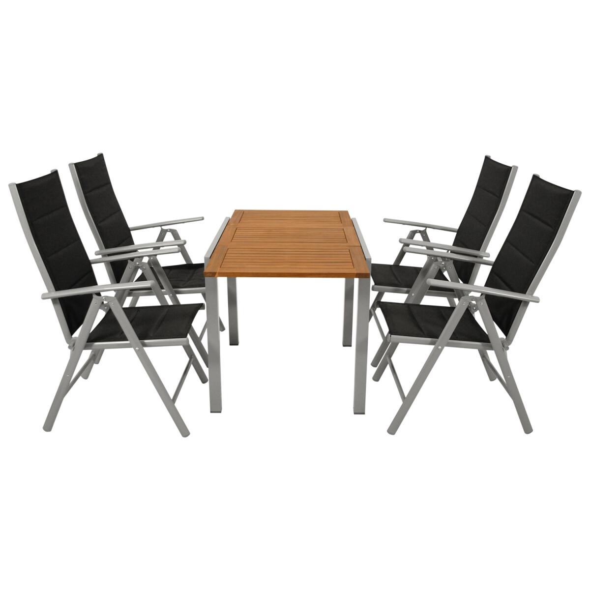 Garnitur Sitzgruppe 5-teilig, Aluminium silbergrau + Kunstge