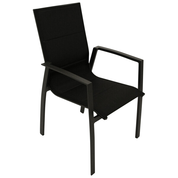 Gartensessel Stapelsessel Aluminium + Kunstgewebe schwarz, 6-er Set