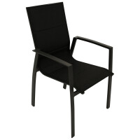 Gartensessel Stapelsessel Aluminium + Kunstgewebe schwarz, 6-er Set