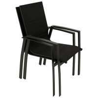 Gartensessel Stapelsessel Aluminium + Kunstgewebe schwarz, 6-er Set