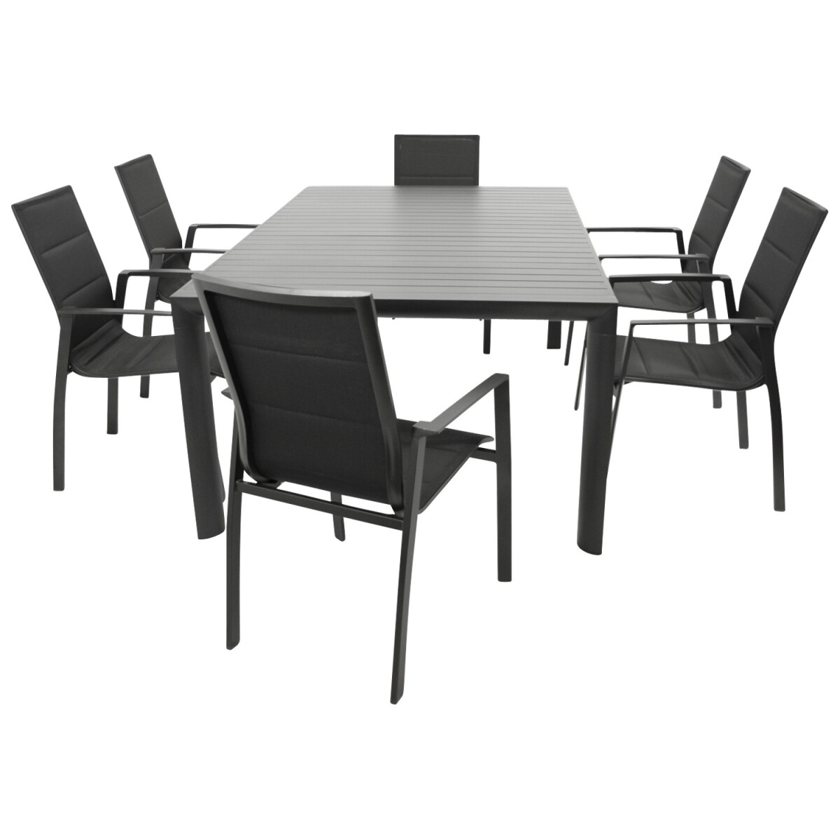 Garnitur Sitzgruppe 7-teilig, Aluminium anthrazit + Kunstgew