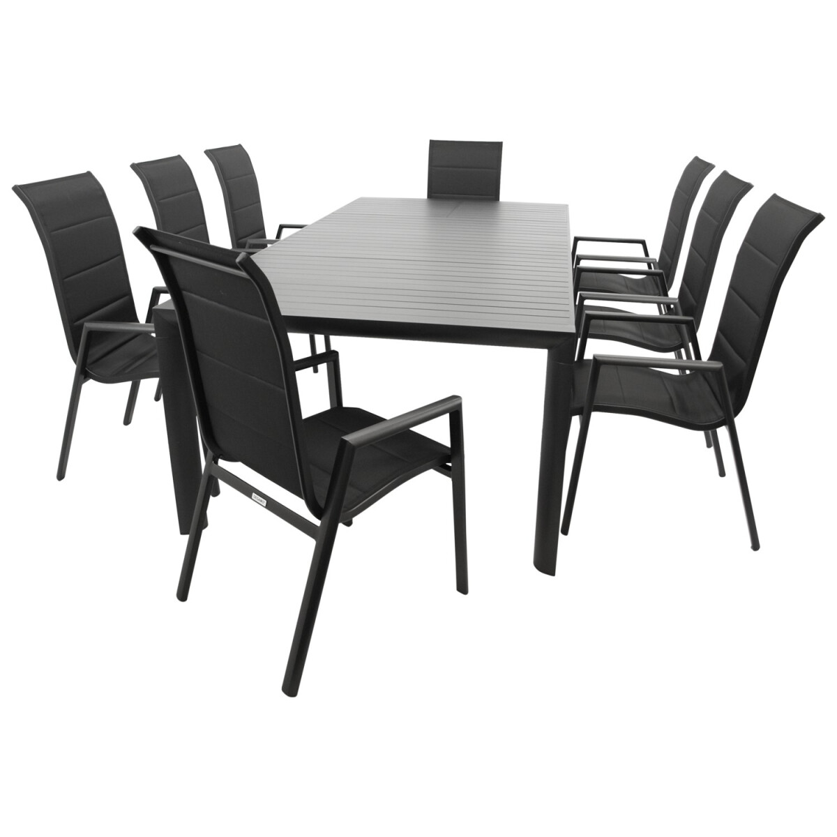 Garnitur Sitzgruppe 9-teilig, Aluminium anthrazit + Kunstgew