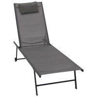 Gartenliege mit Rollen, Stahl anthrazit + Textilgewebe grau, 2-er Set