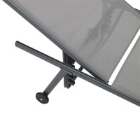 Gartenliege mit Rollen, Stahl anthrazit + Textilgewebe grau, 2-er Set