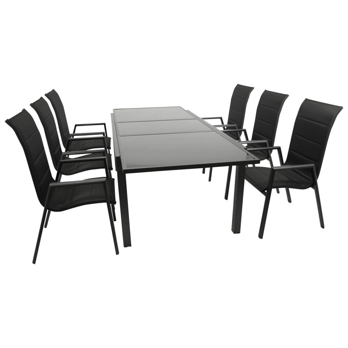 Garnitur Sitzgruppe 7-teilig, Aluminium anthrazit + Kunstgew