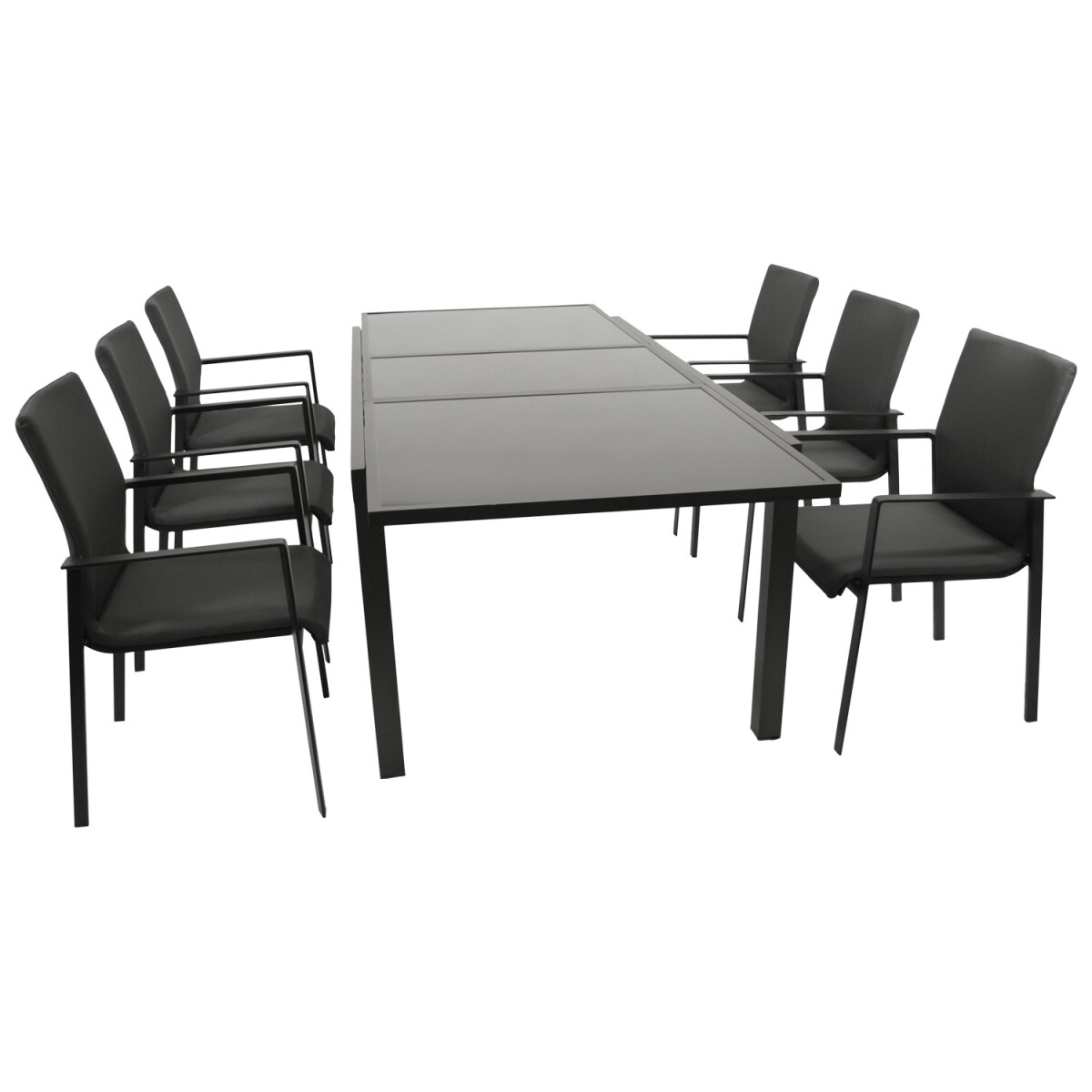 Garnitur Sitzgruppe 7-teilig, Aluminium + Kunstgewebe anthra