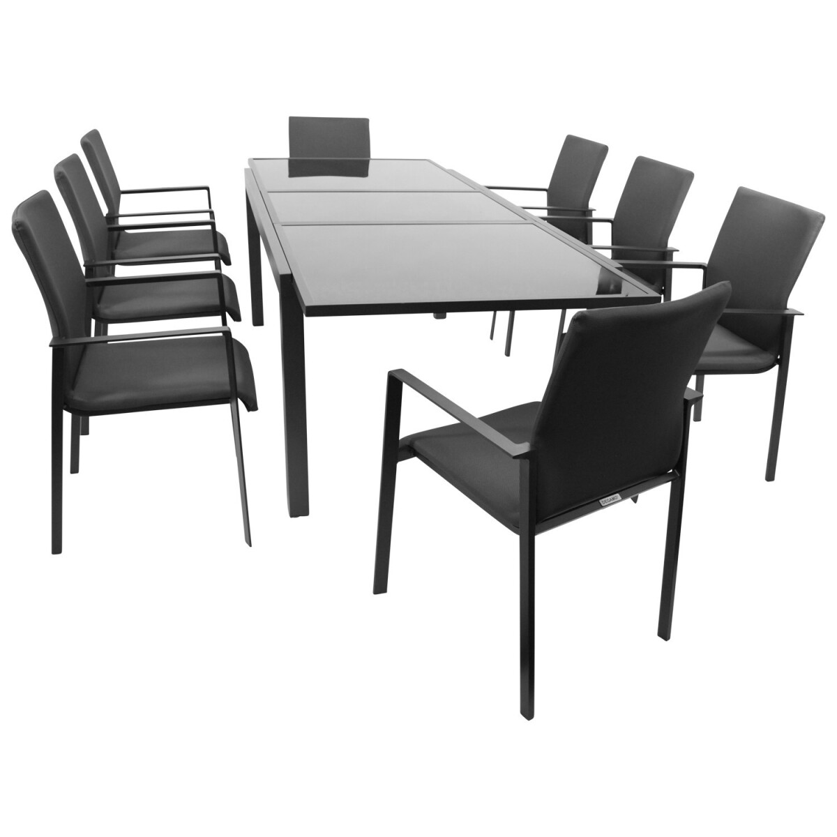 Garnitur Sitzgruppe 9-teilig, Aluminium + Kunstgewebe anthra