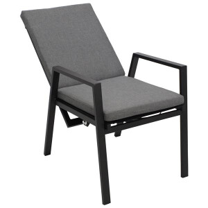 Gartensessel Sessel Hochlehner, Aluminium anthrazit, mit Polster