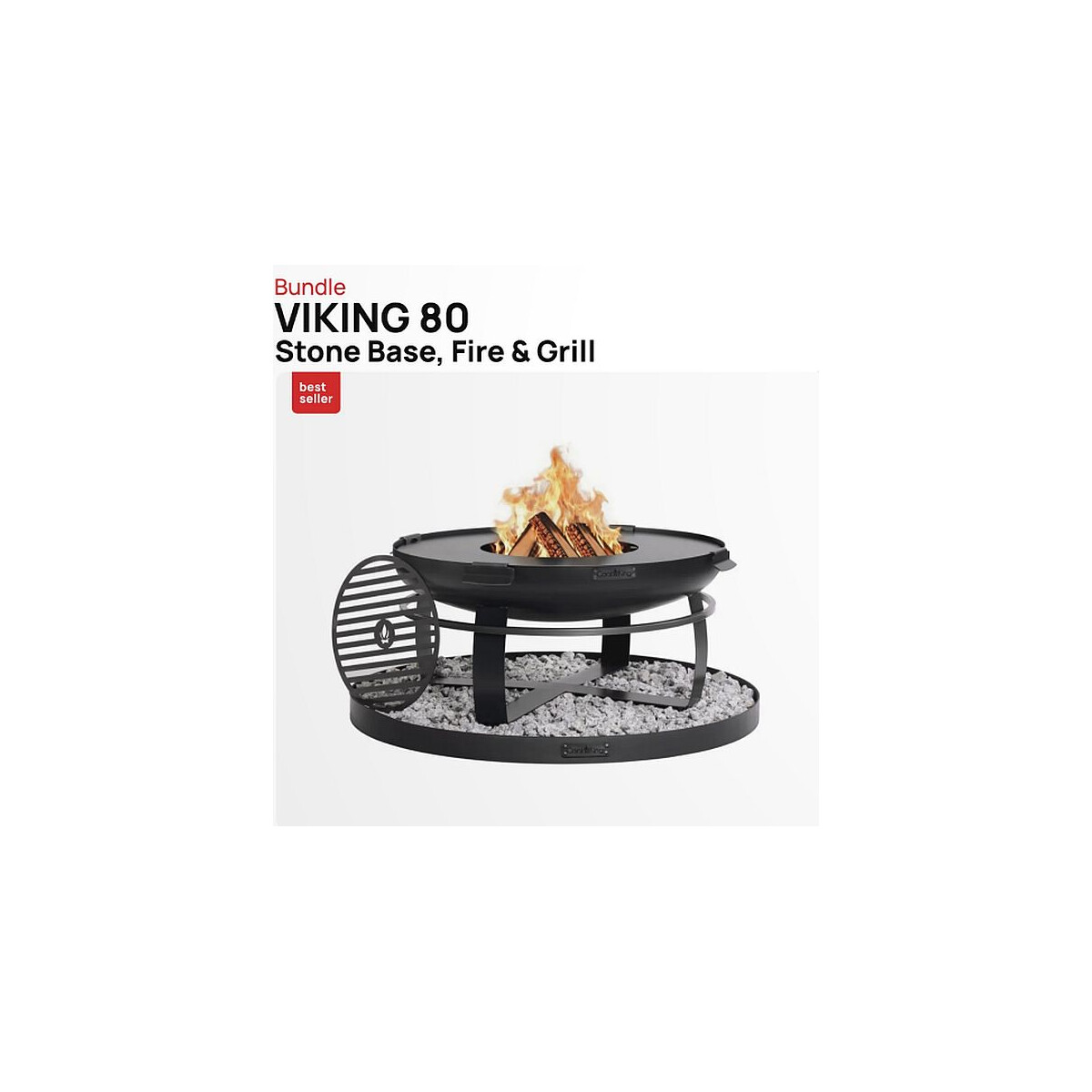SET: Feuerschale VIKING 80 cm inkl. Grillplatte 78 cm mit 4 