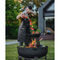 SET: Feuerschale XXL VIKING 80 cm mit Grillplatte 78 cm (4 Griffe) und hohem Grillrost für die 78 cm Grillplatte