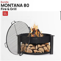 SET: Feuerschale MONTANA 80 cm mit Grillrost 80 cm mit 4 Griffen