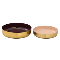 Dekoschale 2er Set rund ø 22/18cm Masterbox 4-teilig Obstschale Glam hochwertig Metall Emaille