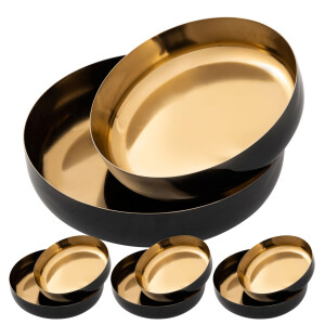 Dekoschale 2er Set rund ø 22/18cm Masterbox 4-teilig Obstschale Glam hochwertig Metall Emaille