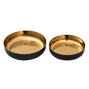 Dekoschale 2er Set rund ø 22/18cm Masterbox 4-teilig Obstschale Glam hochwertig Metall Emaille