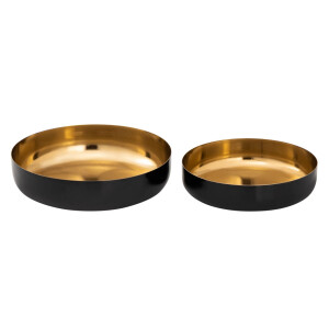 Dekoschale 2er Set rund ø 22/18cm Masterbox 4-teilig Obstschale Glam hochwertig Metall Emaille