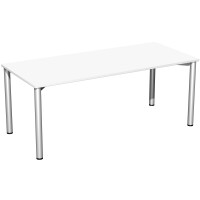 Konferenztisch Rundfuß feste Höhe, 1800x800x720, Weiß/Silber