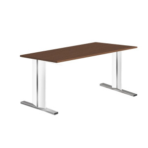 Kerkmann Schreibtisch 4101 Form 4 160x80x68-82 cm C-Fuß Alusilber Applikationen Typ C