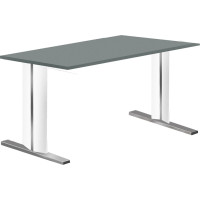 Kerkmann Schreibtisch 4101 Form 4 160x80x68-82 cm C-Fuß Alusilber Applikationen Typ C