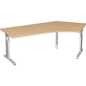 Gera Winkel-Schreibtisch Bürotisch C Fuß Flex 135° rechts 2166x1130x720mm ahorn buche lichtgrau weiß